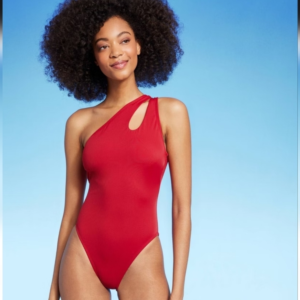 Women's One Shoulder Asymmetrical Cut Out One Piece Swimsuit - Shade & Shore S